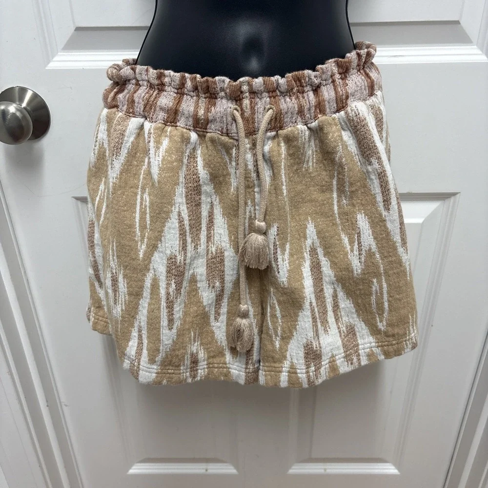 Aerie Women's Brown Tan Comfy‎ Tribal Drawstring Elastic Waist Shorts - Medium